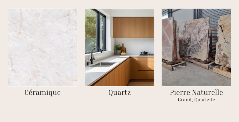 Céramique, quartz, pierres naturelles